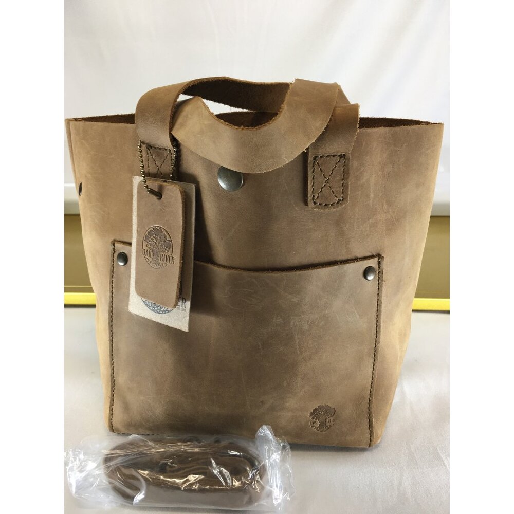 Oak River Tote Shoulder Bag Leather Brown with Detachable Strap - NWT